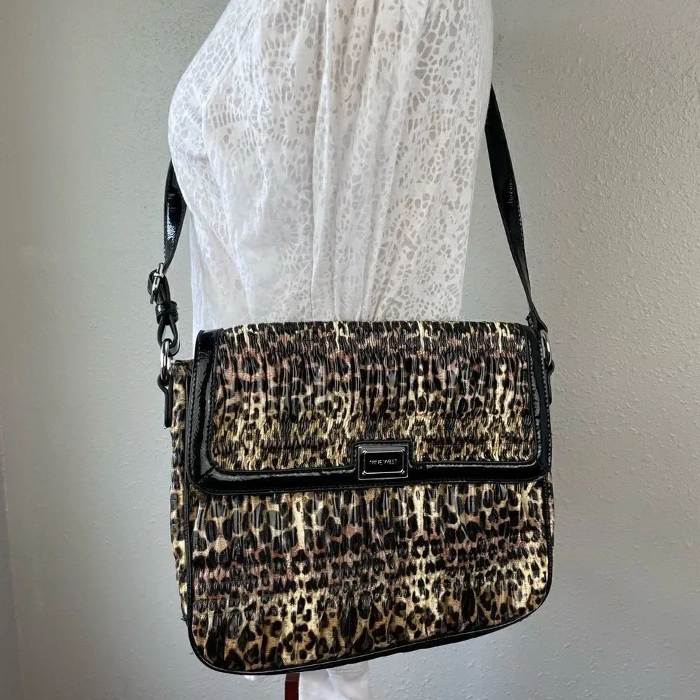 Nine West Leopard Print Crossbody Purse EUC